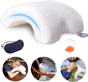 ALEVMOOM Sleeping Pillow Couple Pillow Arm Pillow Cuddle Pillow Memory Foam Travel Arched Shaped U Pillow Providing Comfort and Support Curved Pillow for Couples