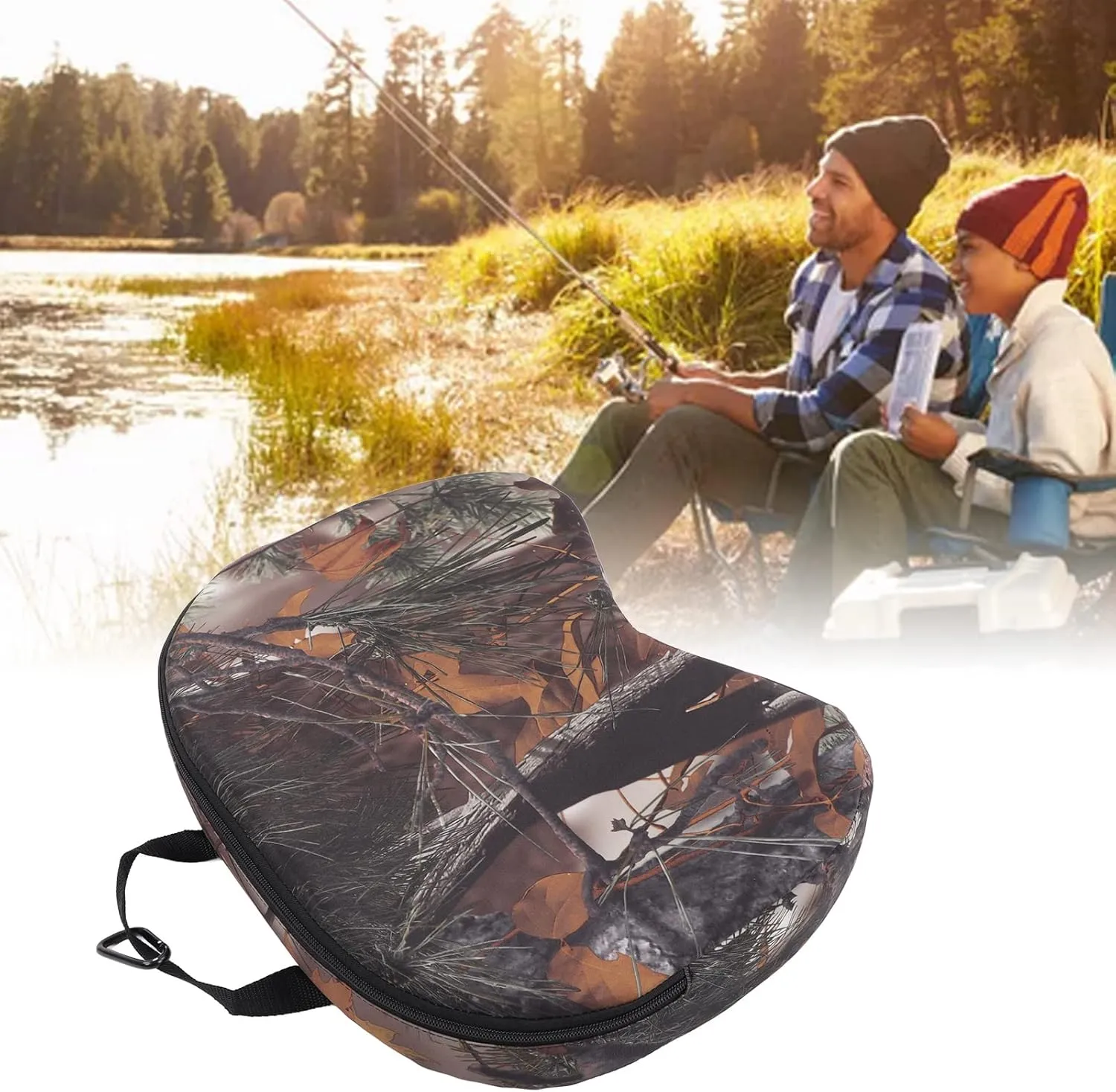 Alomejor Outdoor Sitting Pad, Multi Functional Foam Padded Hunting Seat Cushion Dustproof Zipper for Picnic
