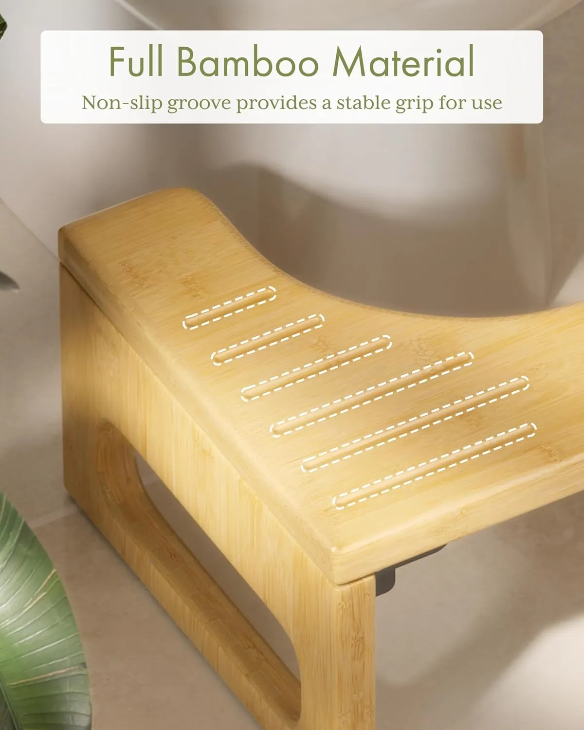 AmazerBath 7 Inches Bamboo Toilet Stool Squat for Adult, Foldable Squatting Potty Stool for Bathroom, Poop Step Stool with Non-Slip Strip, Space-Saving, No Assembly Required, Natural Color