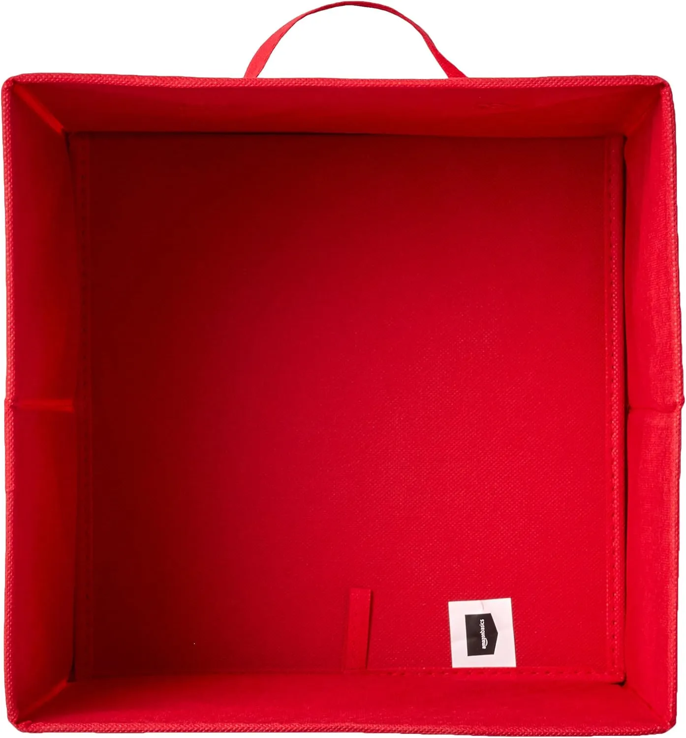Amazon Basics Cube Organizer Storage Bins Handles, Collapsible Fabric, Pack of 6, 10.5"x10.5"x11", Red