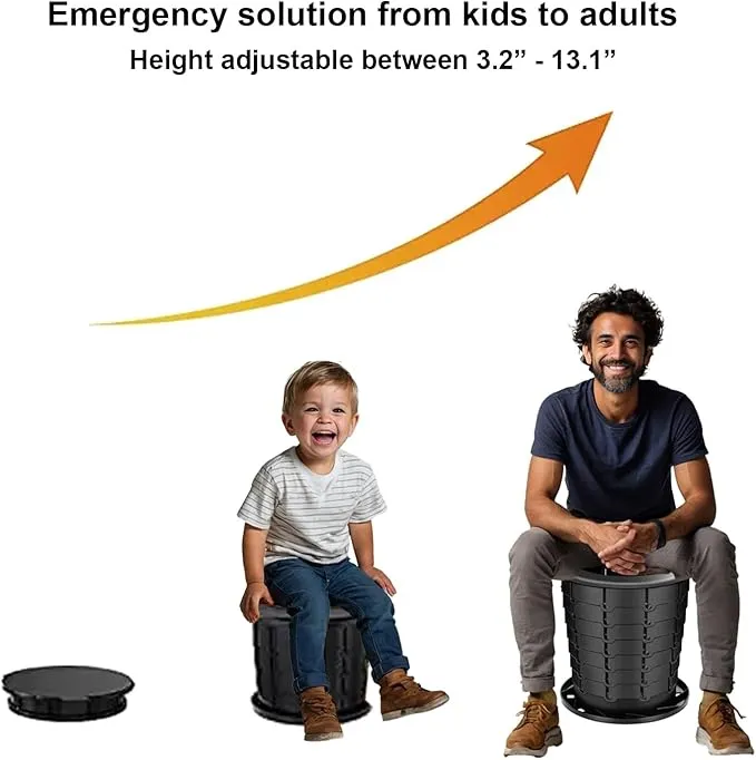 ANJ OUTDOORS Retractable Camping Toilet with Female Urinal | Adjustable Height Portable Toilet for Adults and Kids | Portable Potty, Camp Toilet, Travel Toilet Set