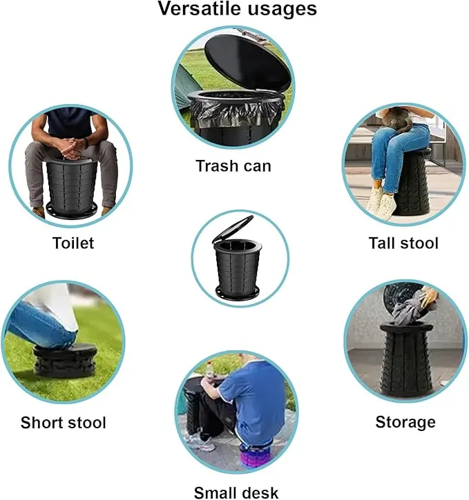 ANJ OUTDOORS Retractable Camping Toilet with Female Urinal | Adjustable Height Portable Toilet for Adults and Kids | Portable Potty, Camp Toilet, Travel Toilet Set