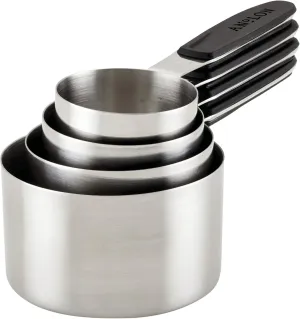 Anolon SureGrip Tools and Gadgets Magnetic Measuring Cup Set, Stackable, 4 Piece, Stainless Steel