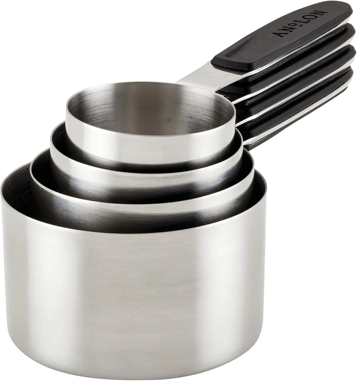 Anolon SureGrip Tools and Gadgets Magnetic Measuring Cup Set, Stackable, 4 Piece, Stainless Steel