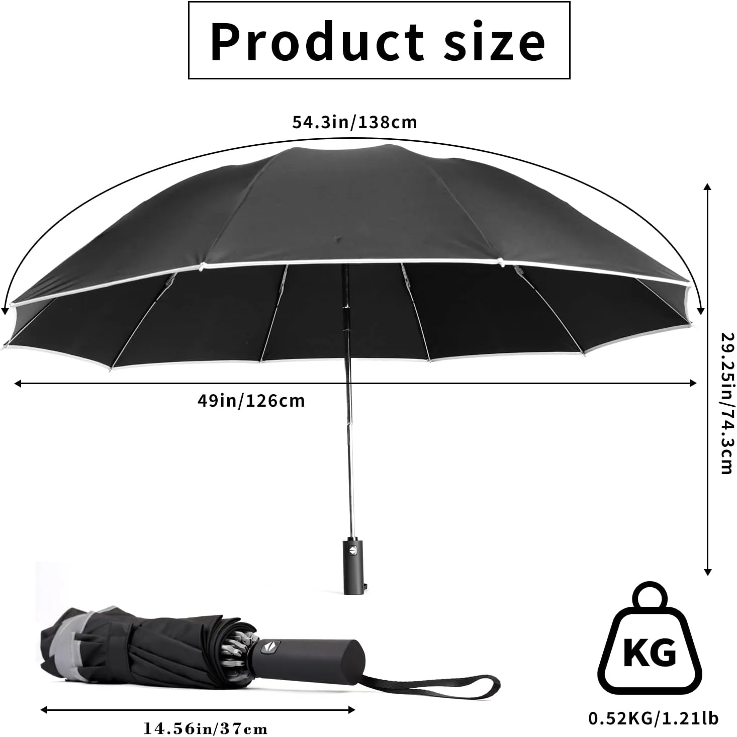 antor Backpack Compact Windproof Rain Umbrella for Adults,Portable Inverted Folding Travel Car Umbrella,Sun Reflecting,Automatic Open & Close
