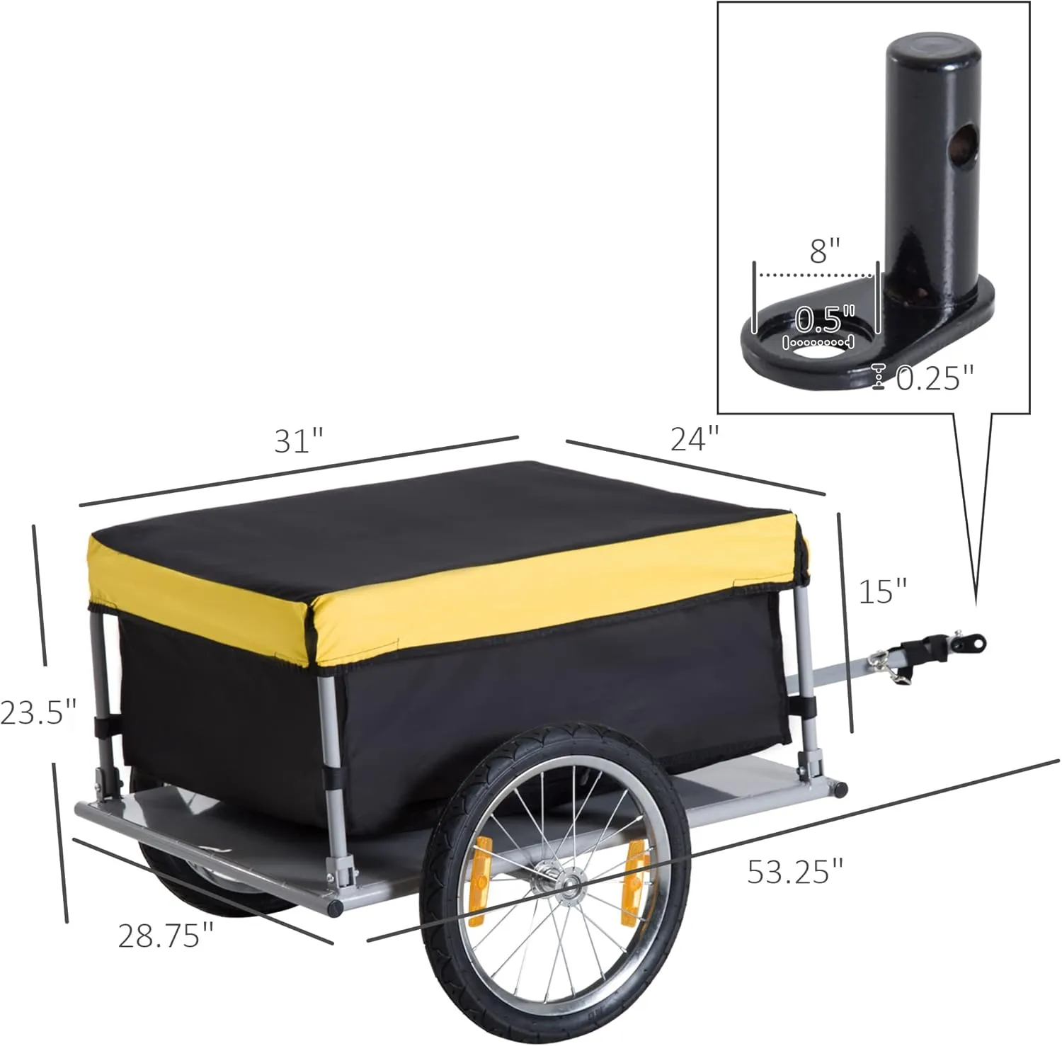 Aosom Bicycle Cargo Trailer, Two-Wheel Bike Luggage Wagon Trailer with Removable Cover