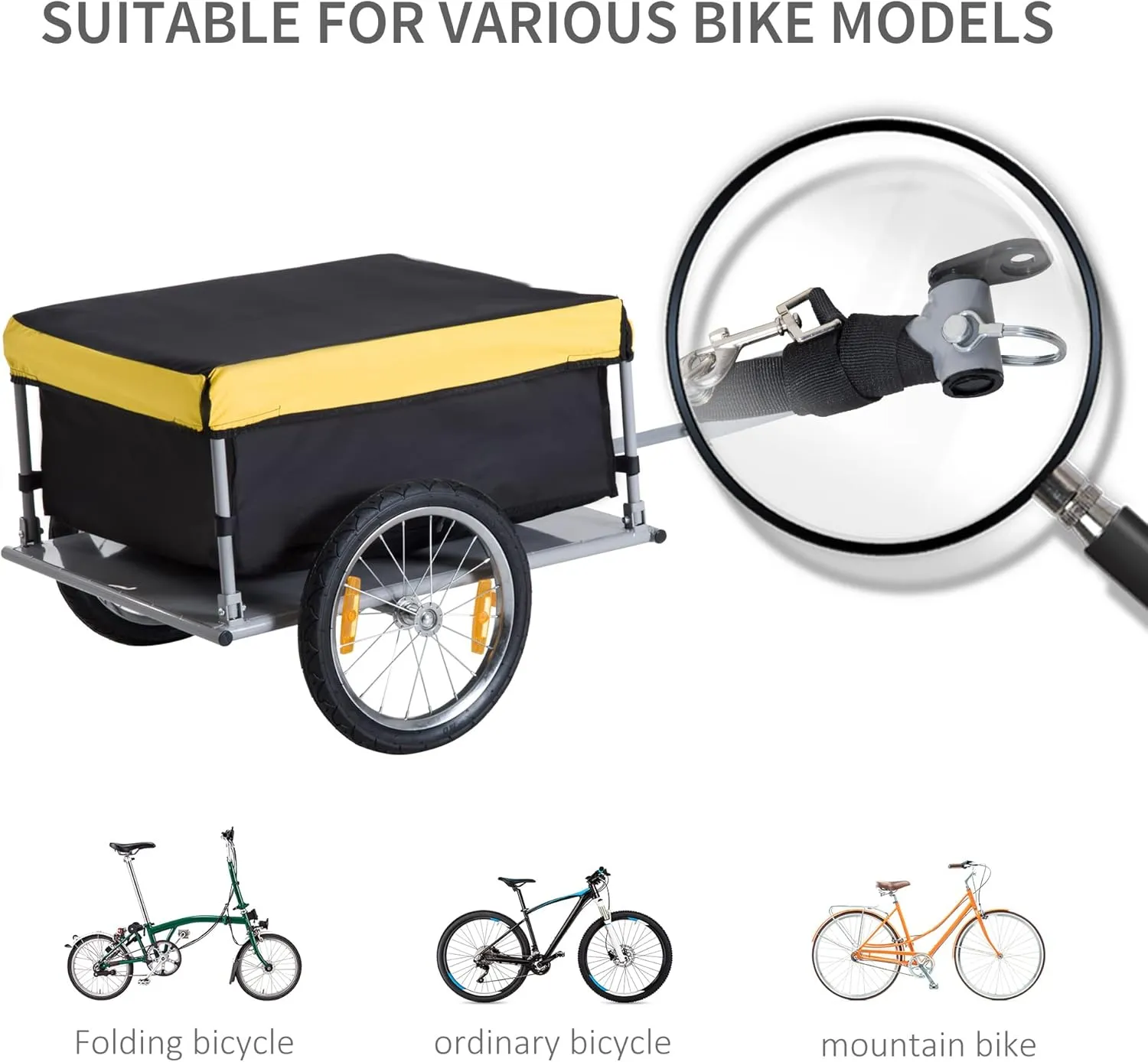 Aosom Bicycle Cargo Trailer, Two-Wheel Bike Luggage Wagon Trailer with Removable Cover