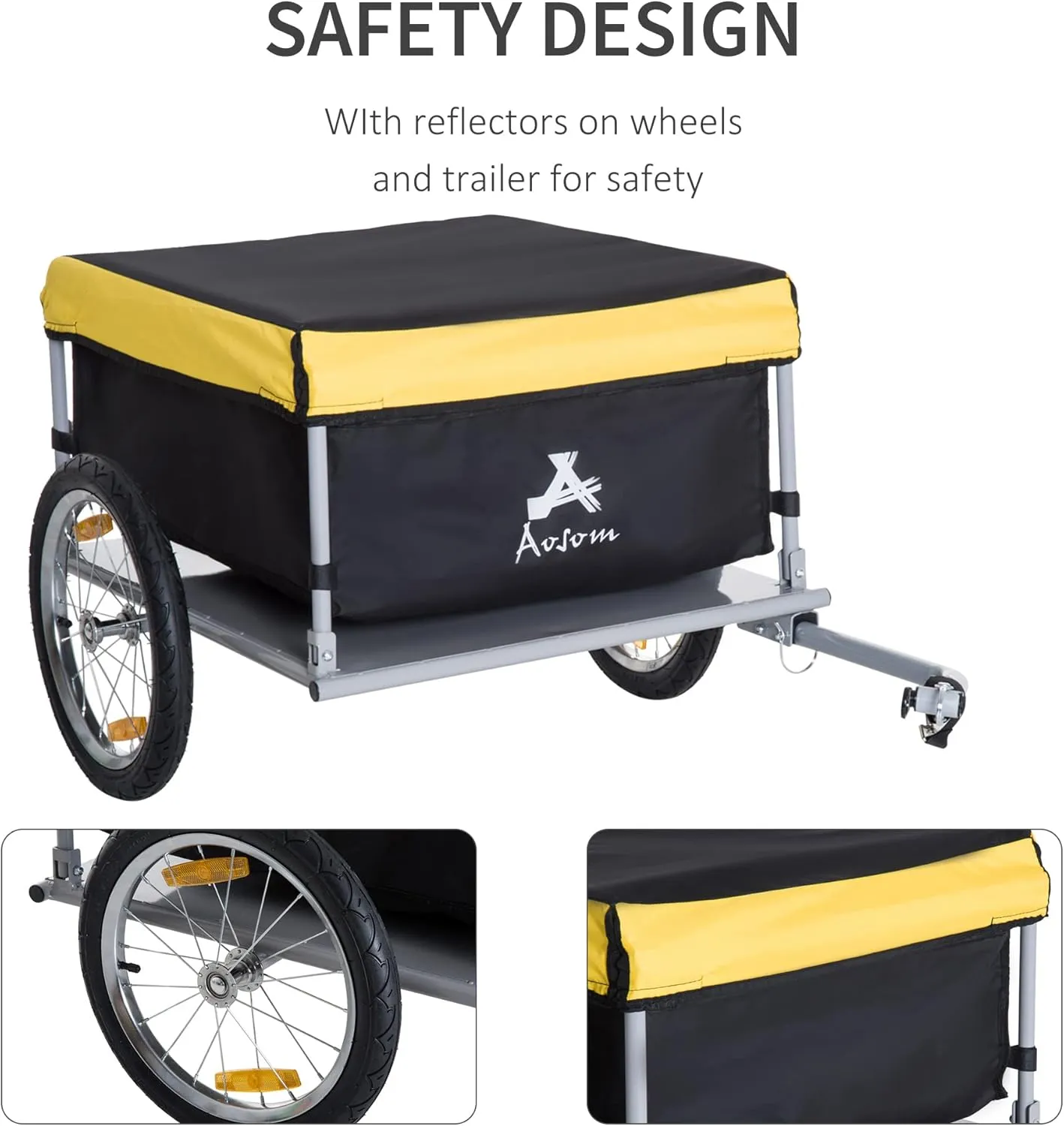 Aosom Bicycle Cargo Trailer, Two-Wheel Bike Luggage Wagon Trailer with Removable Cover