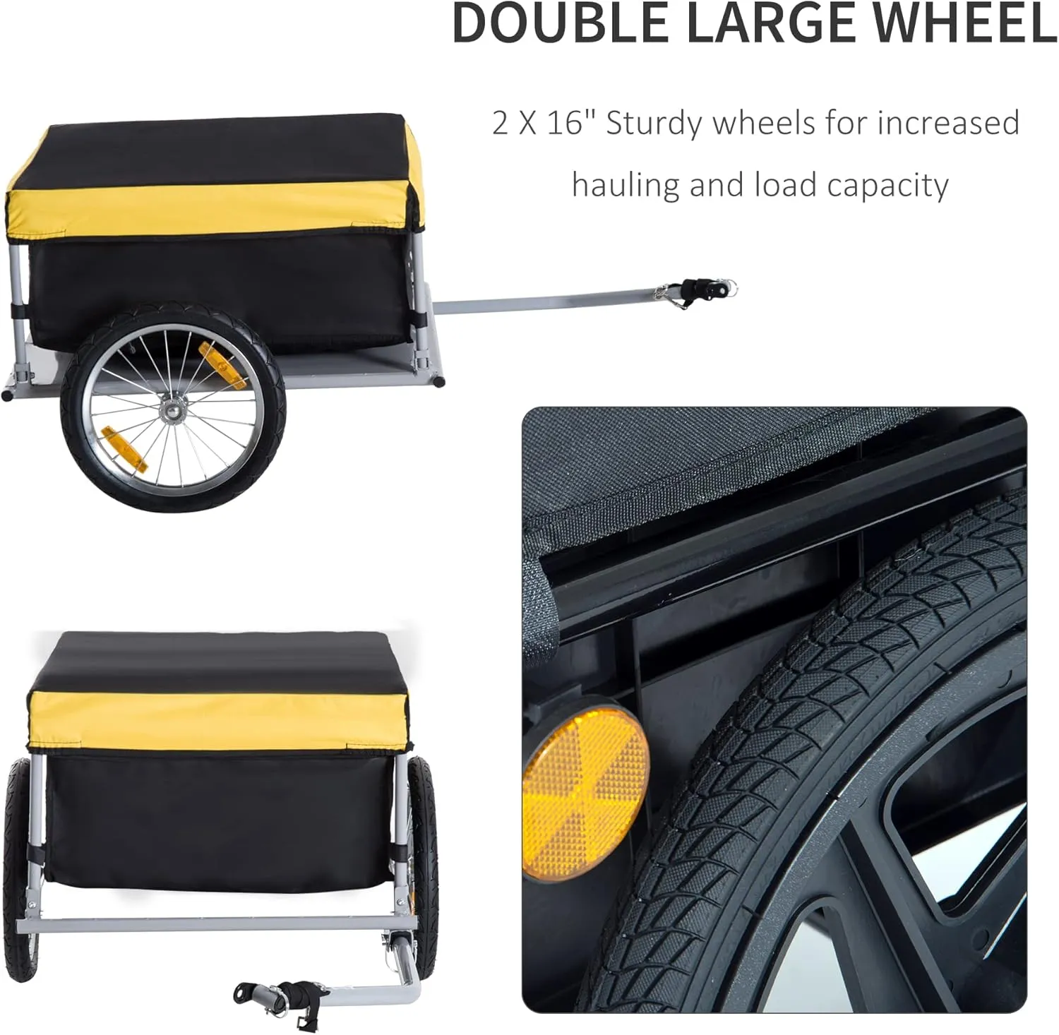 Aosom Bicycle Cargo Trailer, Two-Wheel Bike Luggage Wagon Trailer with Removable Cover
