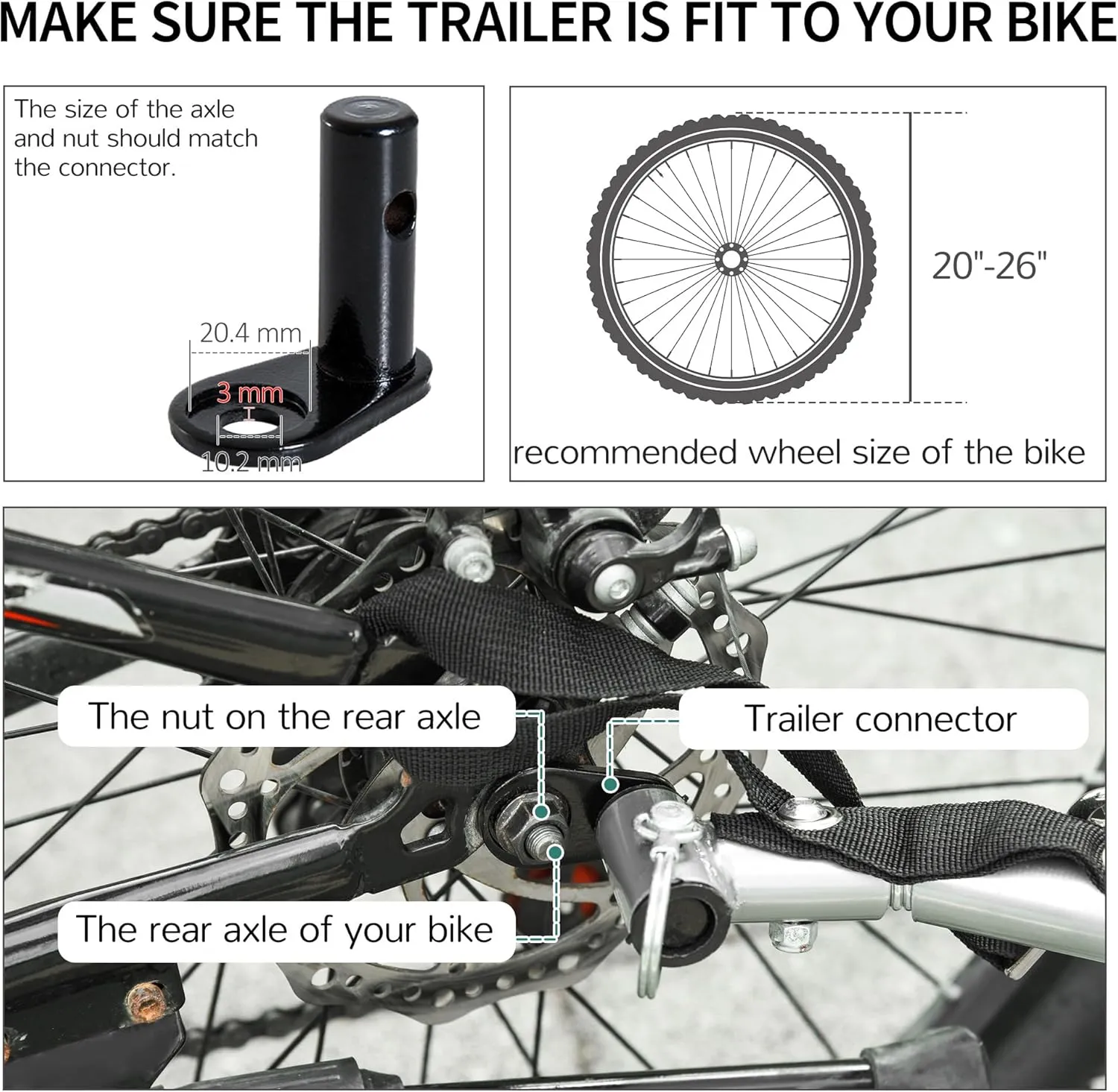 Aosom Bicycle Cargo Trailer, Two-Wheel Bike Luggage Wagon Trailer with Removable Cover