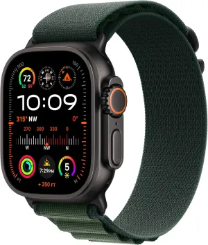 Apple Watch Ultra 2 [GPS   Cellular, 49mm] Black Titanium Case with Green Alpine Loop, M (Renewed)