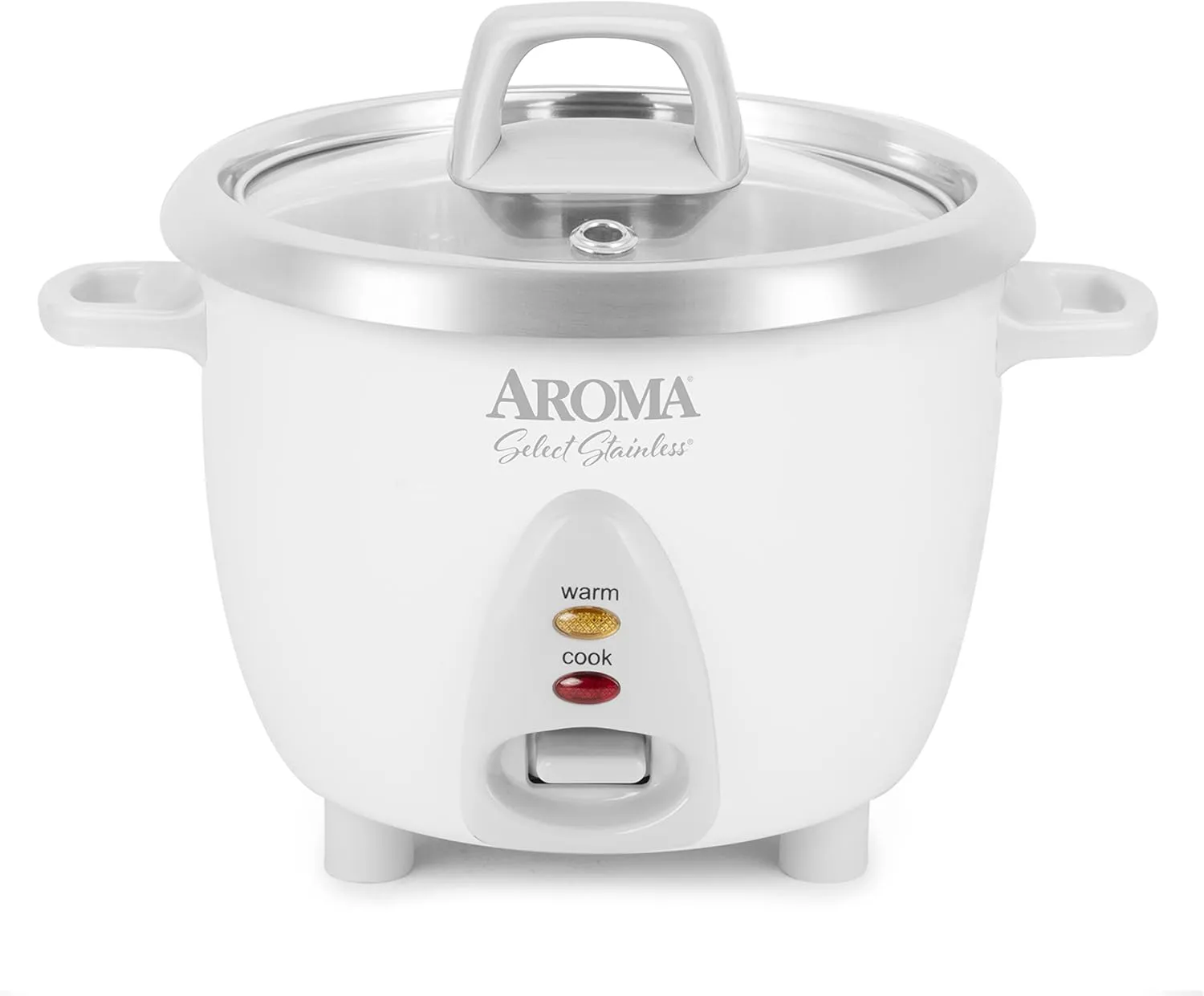 AROMA® Select Stainless® Rice Cooker, 3-Cup (Uncooked) / 6-Cup (Cooked), Stainless Steel Inner Pot, Small Rice Cooker, Auto Keep Warm, 1.2 Qt, White, ARC-753SG