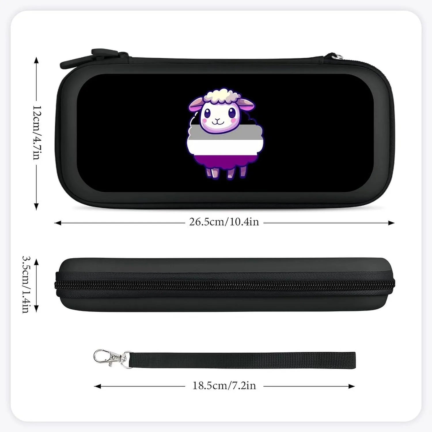 Asexual Flag Sheep Compatible with Switch Carrying Case Hard Travel Game Bag Pouch with 15 Games Accessories