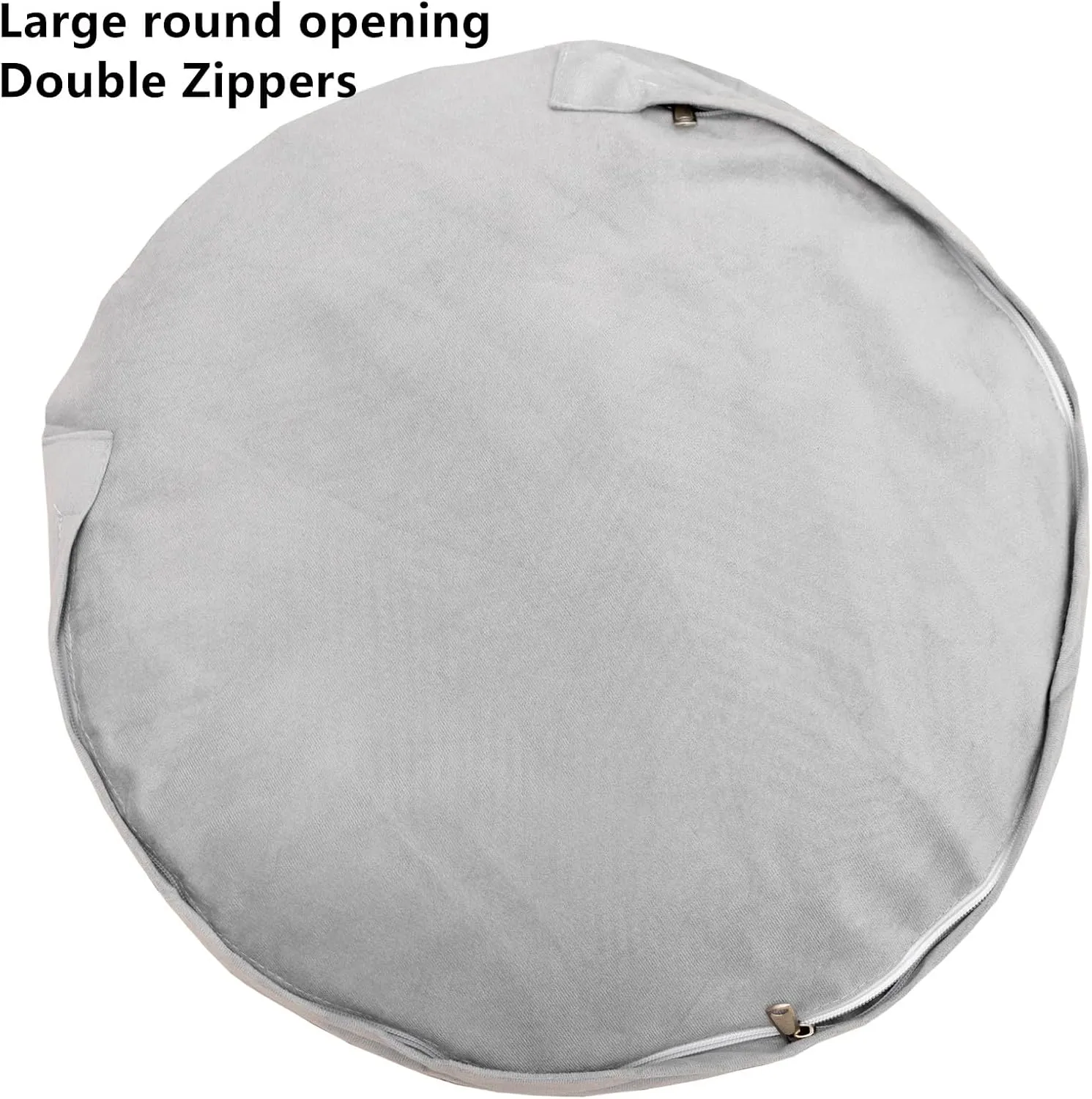 Asuprui Pouf Ottoman Floor Pouf Cover Ottoman Foot Rest NO Filler 20x20x12 Inches Round Poof Seat Floor Bean Bag Chair Foldable Floor Chair Storage for Living Room Bedroom Cover ONLY Black
