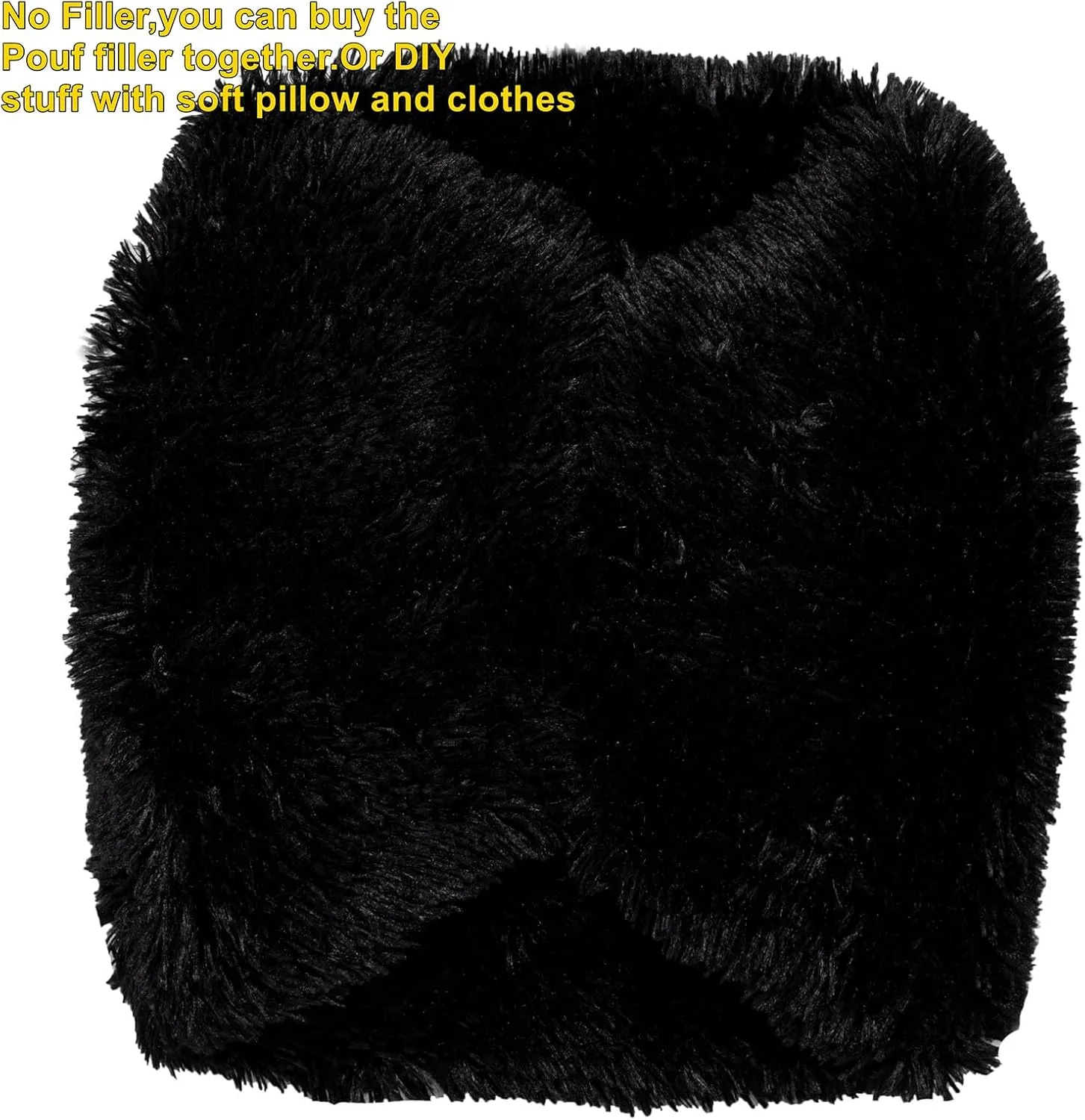 Asuprui Pouf Ottoman Floor Pouf Cover Ottoman Foot Rest NO Filler 20x20x12 Inches Round Poof Seat Floor Bean Bag Chair Foldable Floor Chair Storage for Living Room Bedroom Cover ONLY Black