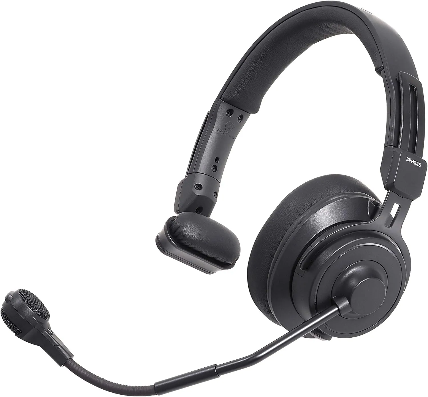 Audio Technica BPHS2S Single-Ear Broadcast Headset with Hypercardioid Dynamic Boom Microphone, Black
