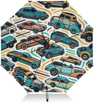 Automatic Folding Umbrella for Rain, Cool Cars Travel Umbrella UV Protection Large Windproof Inverted Umbrella with Cover Bag, 8 Ribs