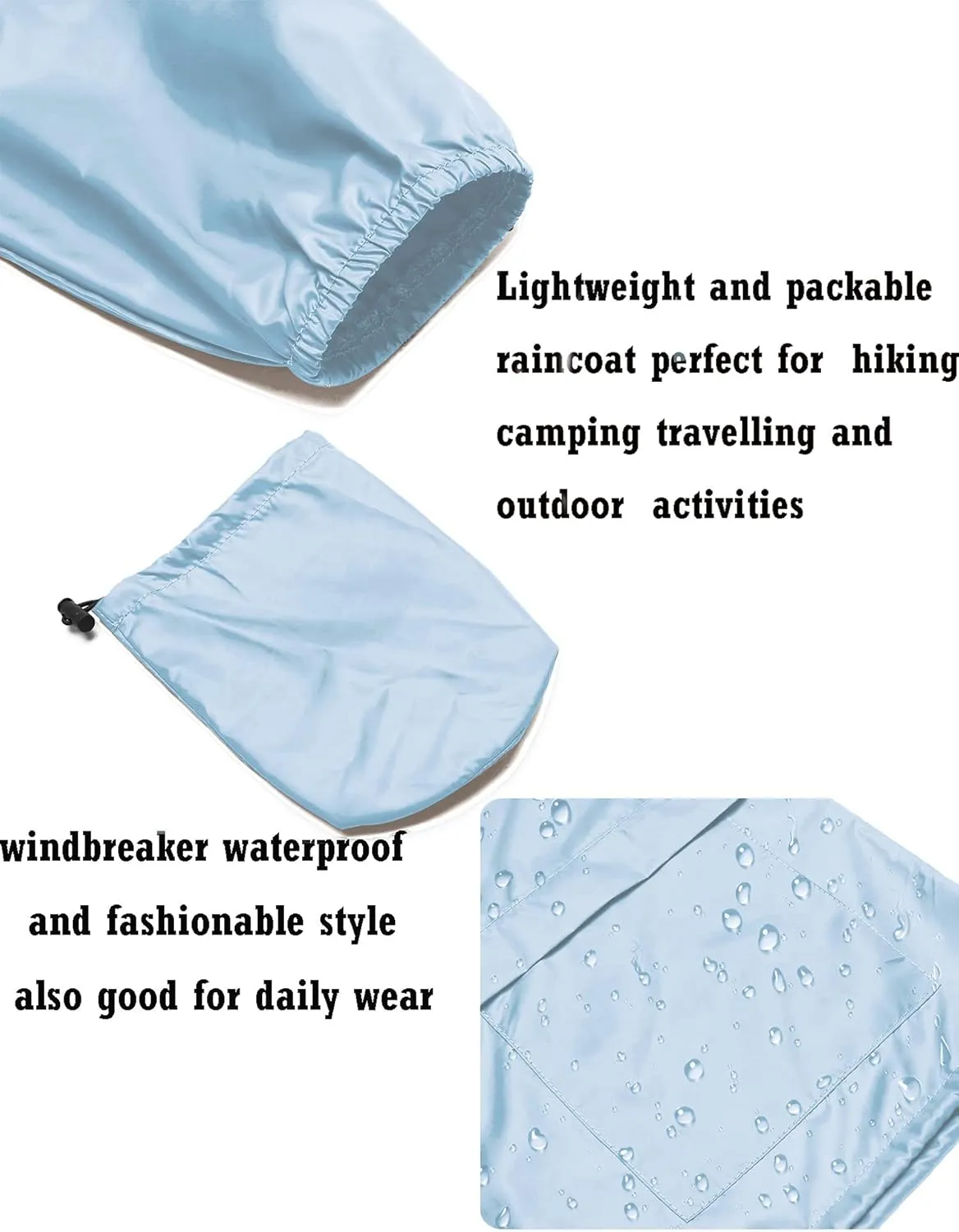 Avoogue Plus Size Raincoat Women Waterproof Rain Jacket Packable Outdoor Hooded Windbreaker