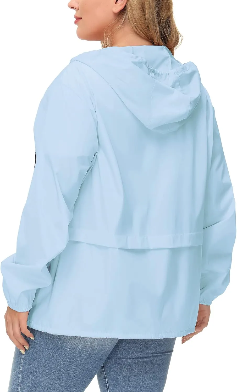 Avoogue Plus Size Raincoat Women Waterproof Rain Jacket Packable Outdoor Hooded Windbreaker
