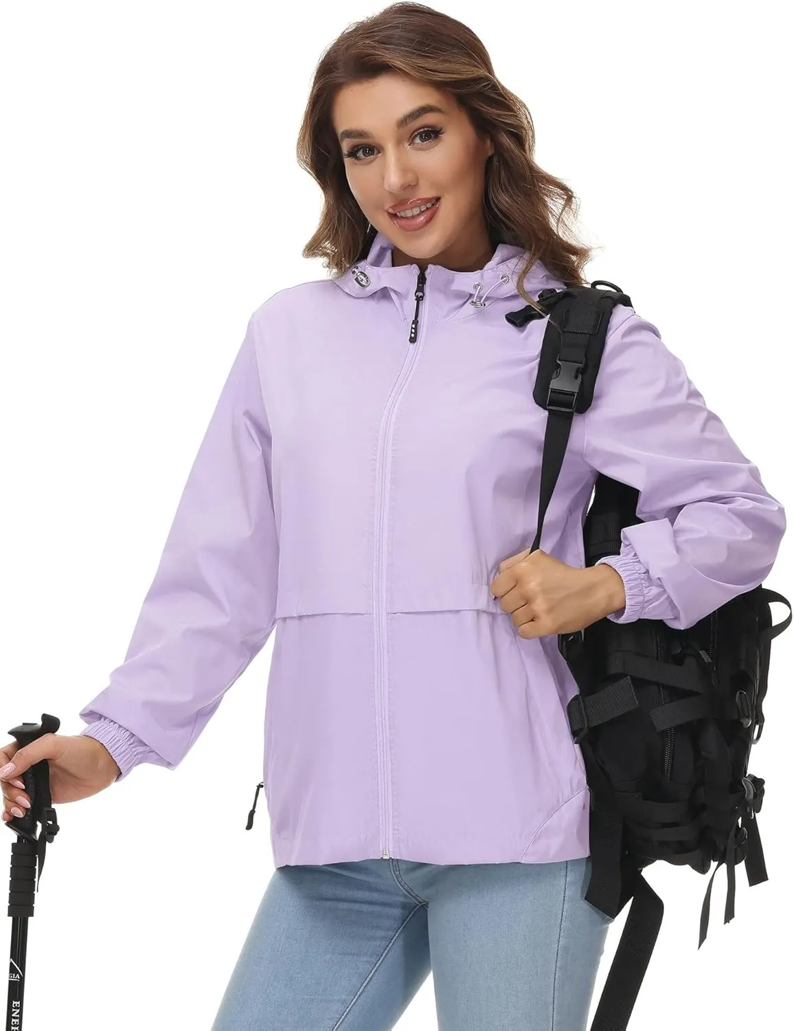 Avoogue Womens Waterproof Rain Jacket Lightweight Raincoat Packable Hooded Outdoor Windbreaker