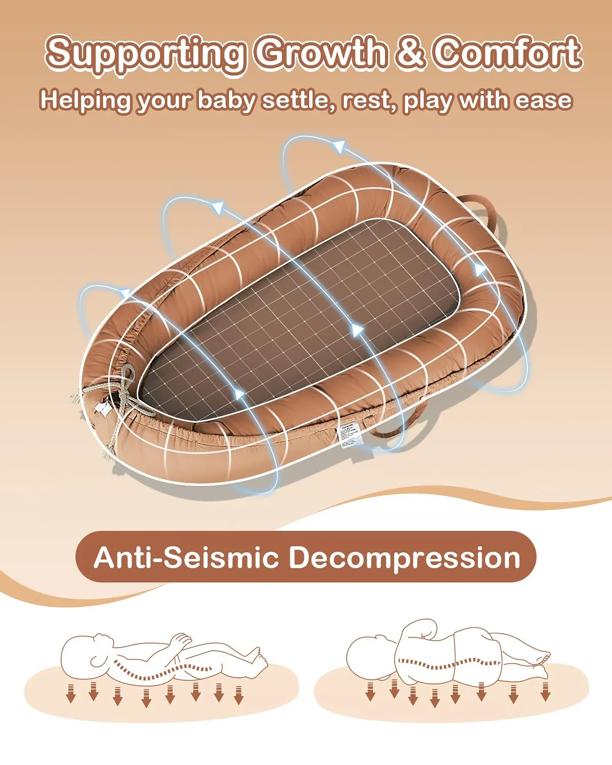 Baby Lounger - Infant Lounger for Newborn 0-24 Months, Pure Cotton Breathable Baby Nest Lounger Cover, Newborn Essentials for Baby Boys & Girls, Portable Baby Lounging for Home and Travel