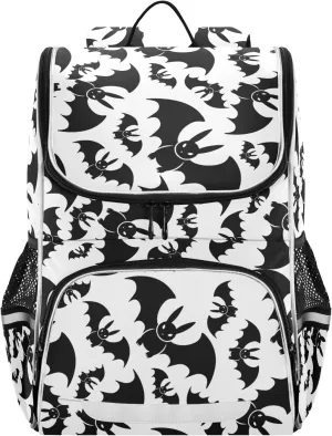 Backpack Bats Halloween School Backpack Travel Hiking Large Capacity Causal Daypack Bookbag Laptop Schoolbag with Reflective Tape for Boys Girls Adults