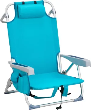 Backpack Beach Chairs for Adults,Folding Heavy Duty Camping Chair with Large Pockets and Cup Holder,Beach Lounge Chairs with Towel Rack for Outdoor,Travel (Blue)