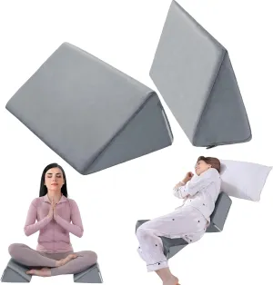 BALAPET 2 Pcs Small Wedge Pillow for Sleeping，Premium Foam Bed Pillow for Side Sleeping,Triangle Wedge Pillow for Leg Elevation,Yoga,Reduce Back Pain(Gray)