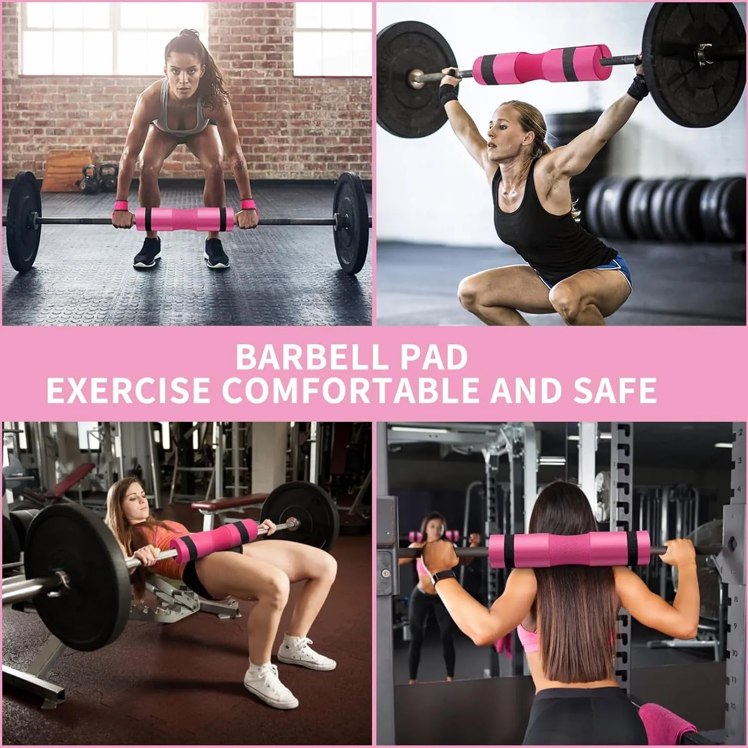 Barbell Pad Set for Squat,10 PCS Hip Thrusts Workout Foam Weight Lifting Bar Cushion with 2 Gym Ankle Straps,3 Hip Resistance Bands,2 Lifting Strap,Barbell Pad and Carry Bag