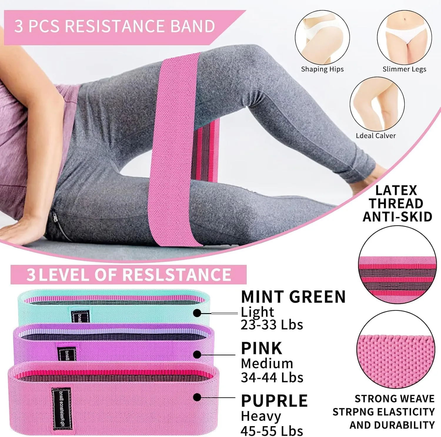 Barbell Pad Set for Squat,10 PCS Hip Thrusts Workout Foam Weight Lifting Bar Cushion with 2 Gym Ankle Straps,3 Hip Resistance Bands,2 Lifting Strap,Barbell Pad and Carry Bag