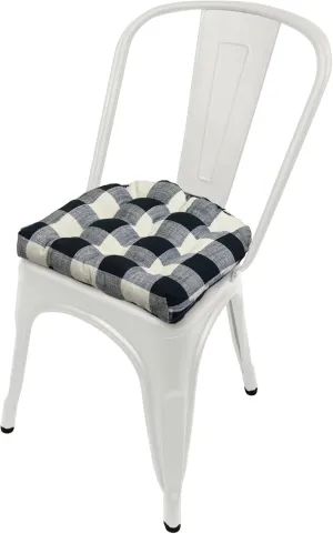 Barnett Home Decor Tolix Chair Pad - Buffalo Check - Metal Chair Cushions, 14x14 Chair Cushions, Latex Foam Fill Small Seat Cushion with Ties (Buffalo Plaid 14")