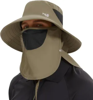 BASSDASH UPF 50  Breathable Sun Hat with Removable Face Cover and Neck Flap Wide Brim Bucket Hat for Fishing Hiking Men Women