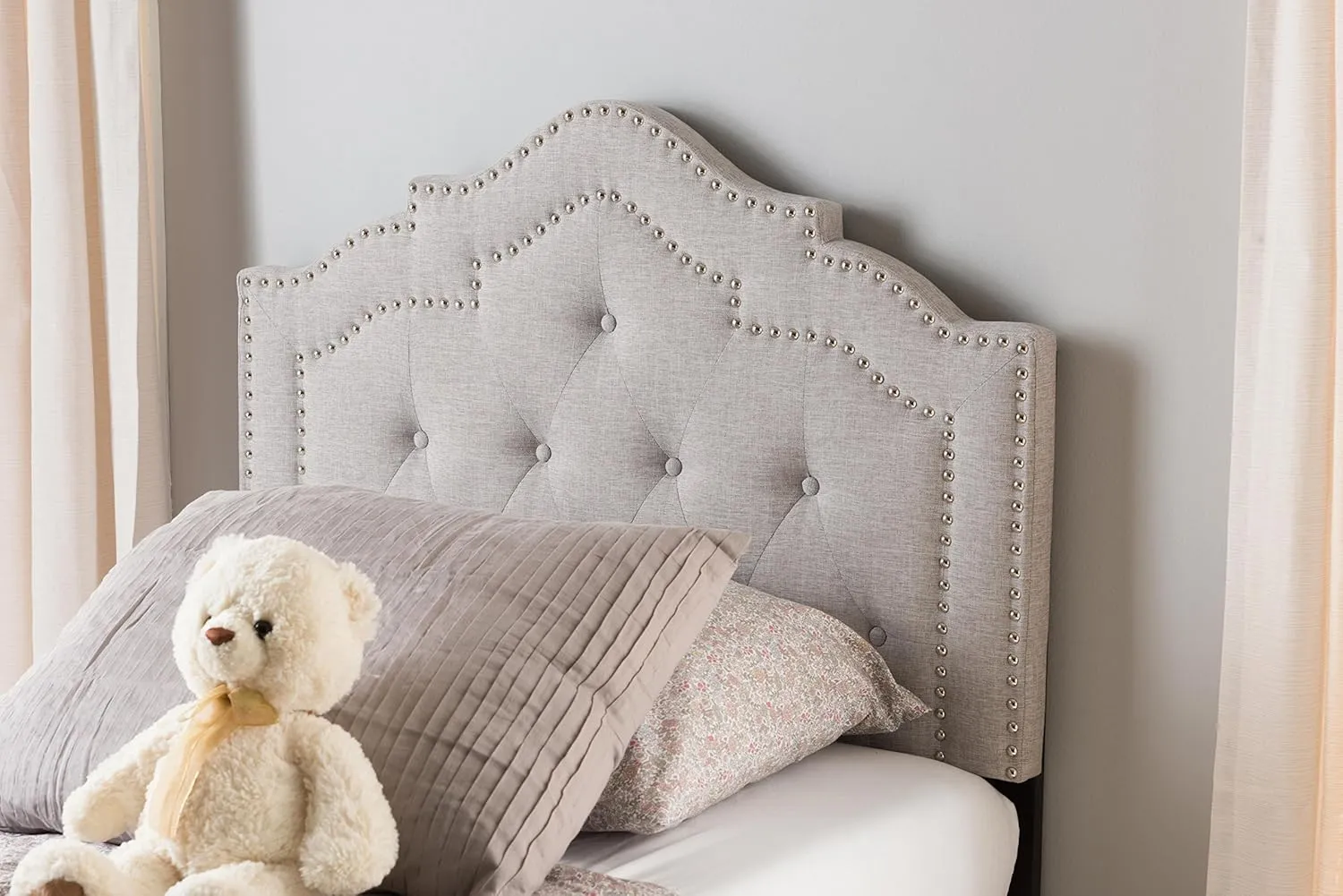 Baxton Studio Edolie Modern and Contemporary Greyish Beige Fabric Twin Size Headboard