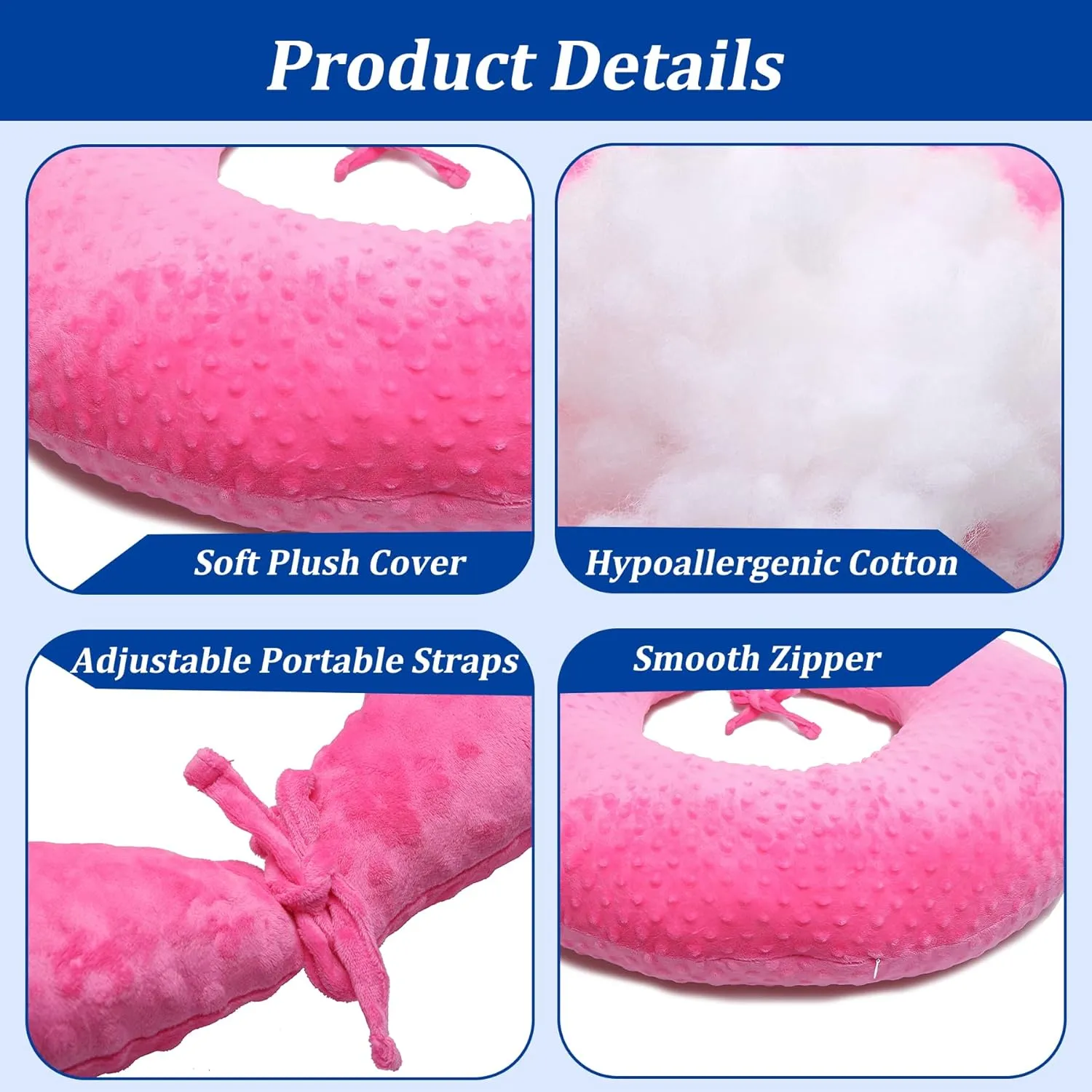 BBL Pillow After Surgery for Butt Sleeping, Brazilian Butt Lift Pillow Post Surgery Recovery for Sitting Sleeping Driving Donut Pillow for Woman Lumbar Back Cushion Seat Foam (Pink Dot)