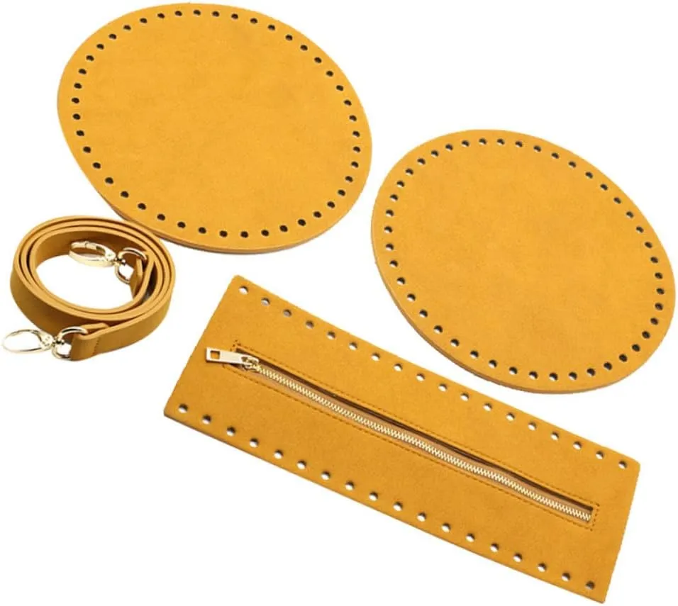 Beatifufu Crochet Bag Making Set 4pc DIY Bag Strap Kit Bottom Shaper Pad Leather Cover