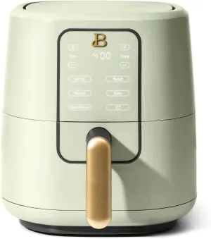 Beautiful Drew Barrymore 3-Quart Digital Air Fryer, TurboCrisp Technology, 4 Presets, 170°F-400°F, Non-Stick, Dishwasher Safe, 1200 Watt. (Sage Green)