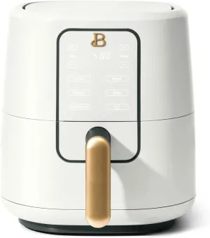 Beautiful Drew Barrymore 3-Quart Digital Air Fryer, TurboCrisp Technology, 4 Presets, 170°F-400°F, Non-Stick, Dishwasher Safe, 1200 Watt. (White Icing)