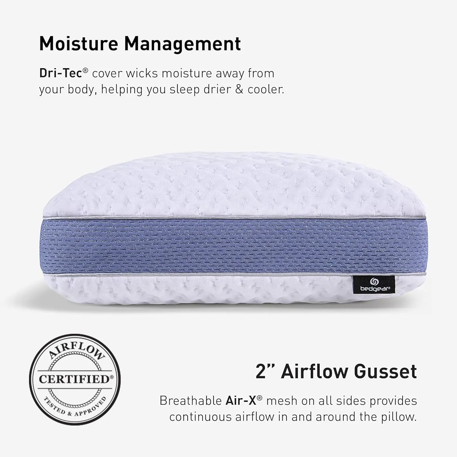 Bedgear Balance Performance Pillow – 2.0 - Moisture Wicking Bed Pillow for All Sleep Positions - Medium Firmness Bed Pillow - Washable Removable Cover – 20" W x 26" L x 5.75" H