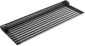 Bellemain Over Sink Drying Rack - Collapsible Space Saving Roll Up Sink Rack, Over The Sink Dish Drying Rack for Kitchen Sink - Foldable Stainless Steel & Silicone Dish Drainer, (Black, Medium)