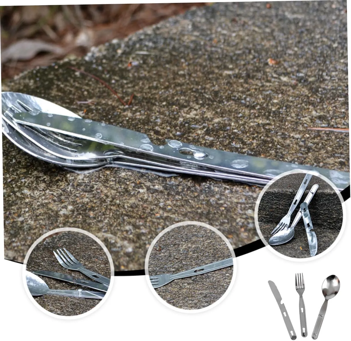 BESPORTBLE 3sets Camping Fork Spoon Outdoor Cutlery Compact Design for Hiking Climbing Bbq and Picnic Utensil