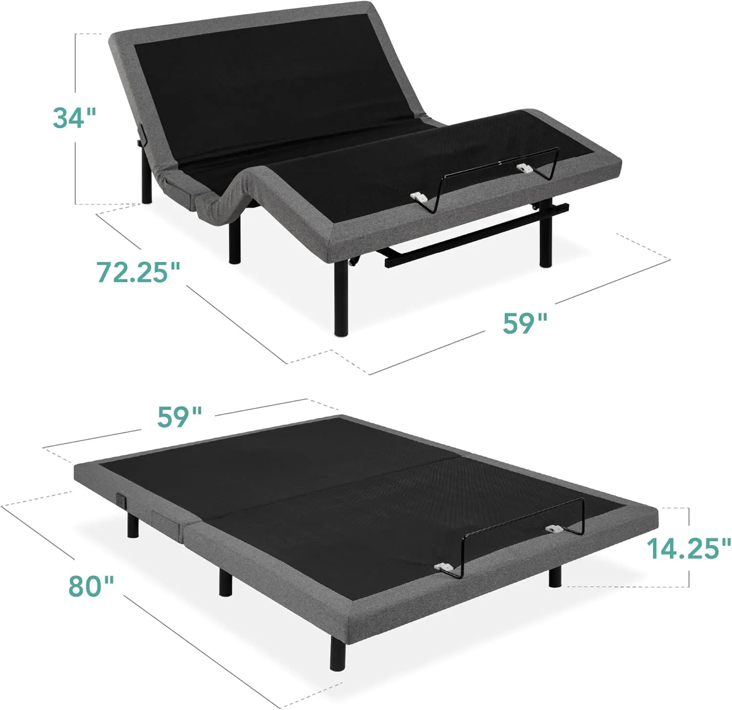 Best Choice Products Ergonomic Queen Size Adjustable Bed Frame, Electric Base w/Wireless Remote Control, Nightlight, Massager, 2 USB Ports