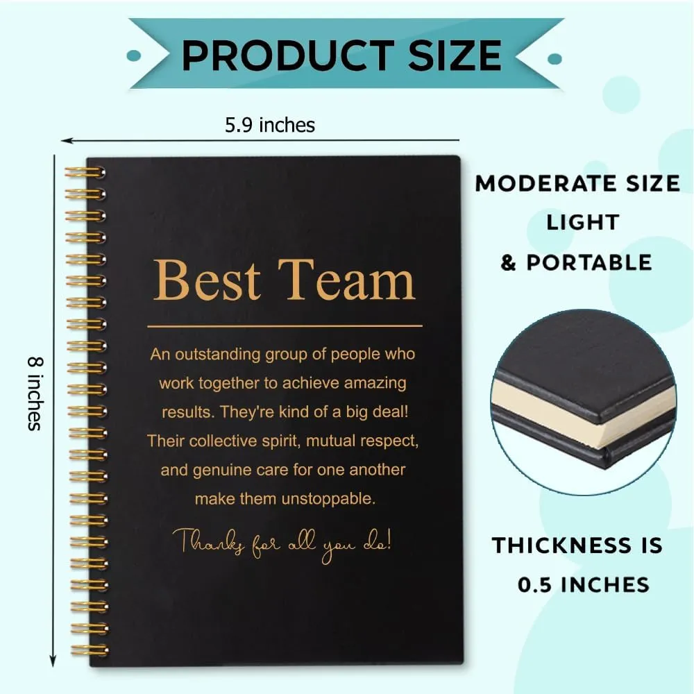 Best Team 160 Blank Pages Spiral Notebook, Team Appreciation Gifts, Employee Thank You Gifts, Teamwork Gifts for Staff, Team Notebooks for Employees, Team Member Gifts for Coworkers E