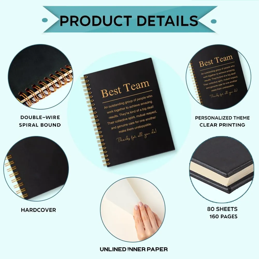 Best Team 160 Blank Pages Spiral Notebook, Team Appreciation Gifts, Employee Thank You Gifts, Teamwork Gifts for Staff, Team Notebooks for Employees, Team Member Gifts for Coworkers E