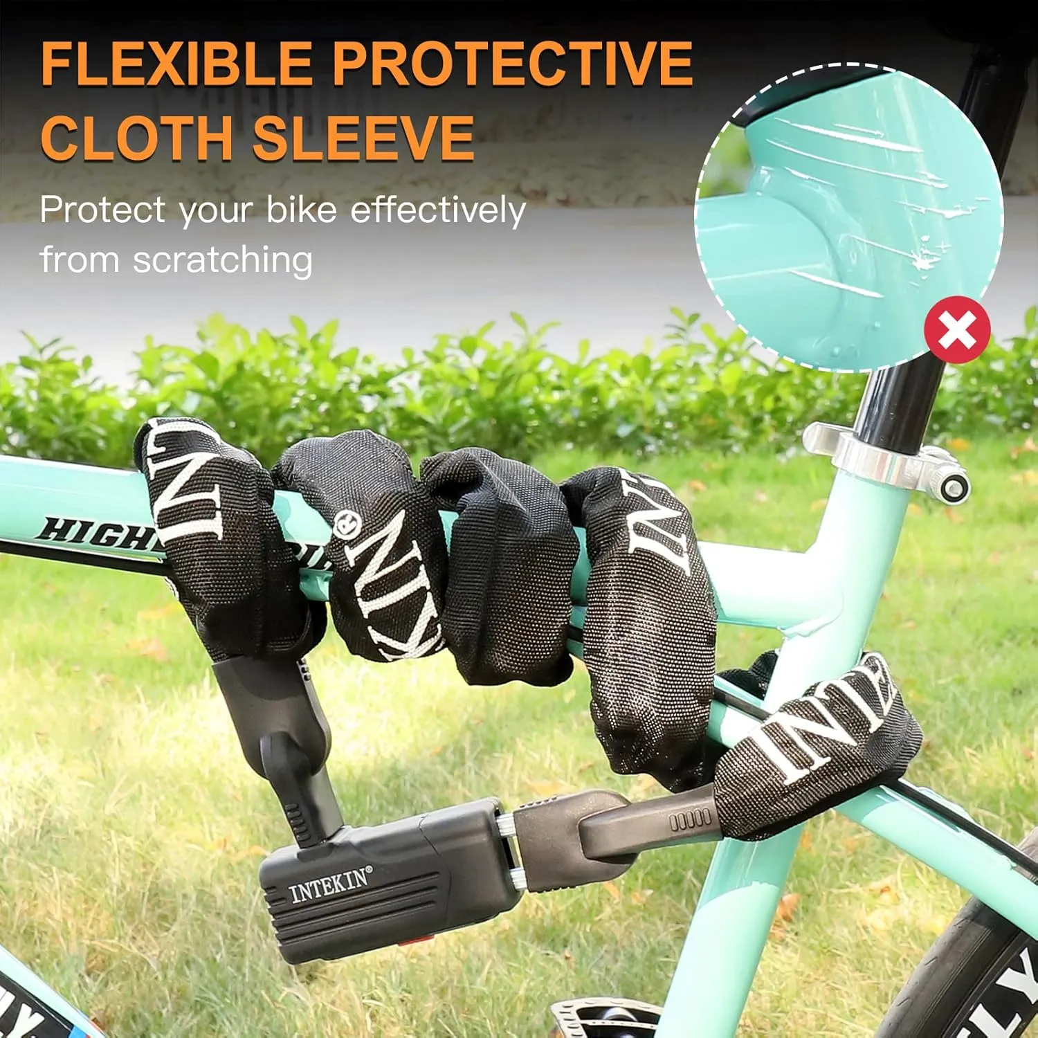Bike Chain Lock 3FT/4FT/5FT Heavy Duty Bike Lock Anti-Theft Bicycle Chain Lock 8mm/10mm Thicker Bicycle Lock Chain Bike Lock with 3 Keys for Bike, Motorcycle