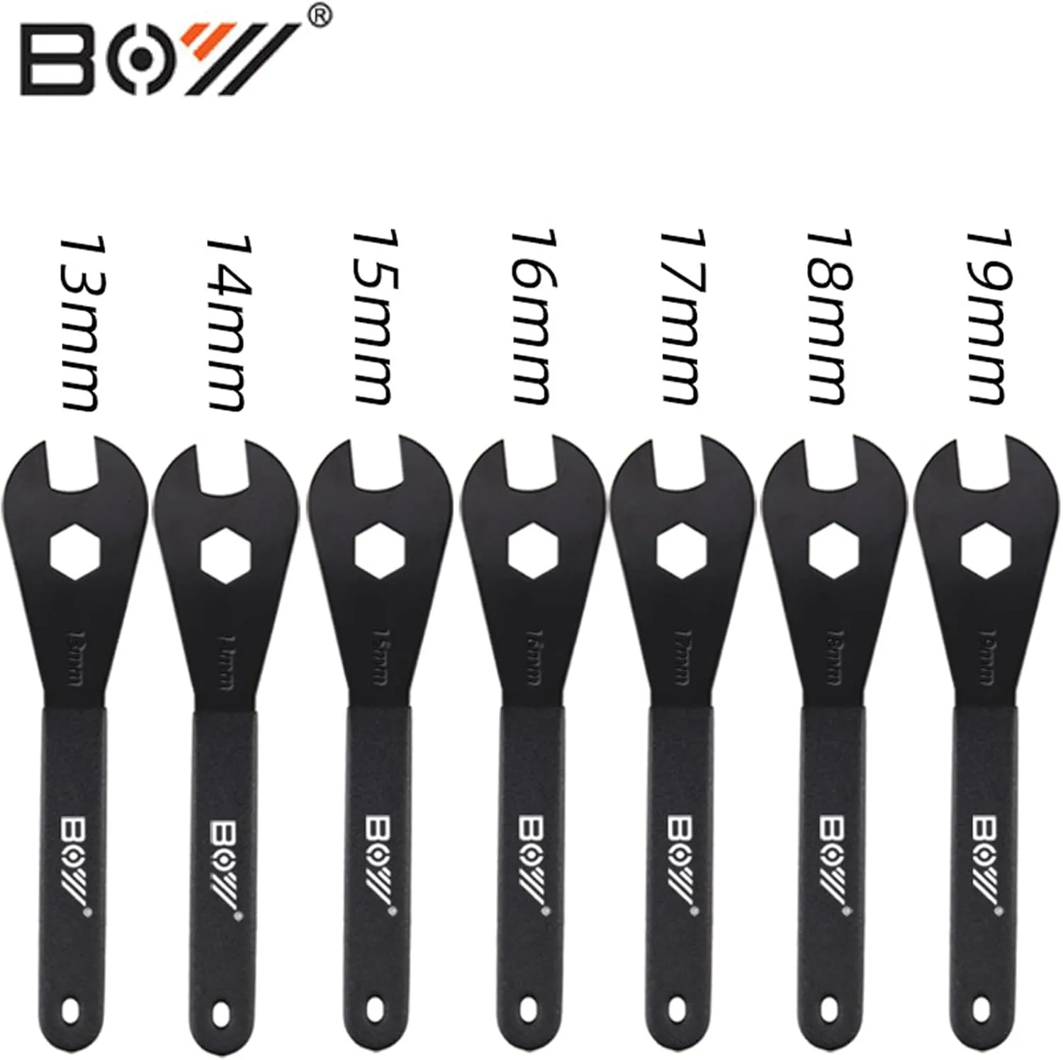 Bike Cone Wrench Set Tool, Bicycle Wheel Hub Axle Nut Installer Remover Cycling Wrench (Wrench13-14-15-16-17-18-19mm)