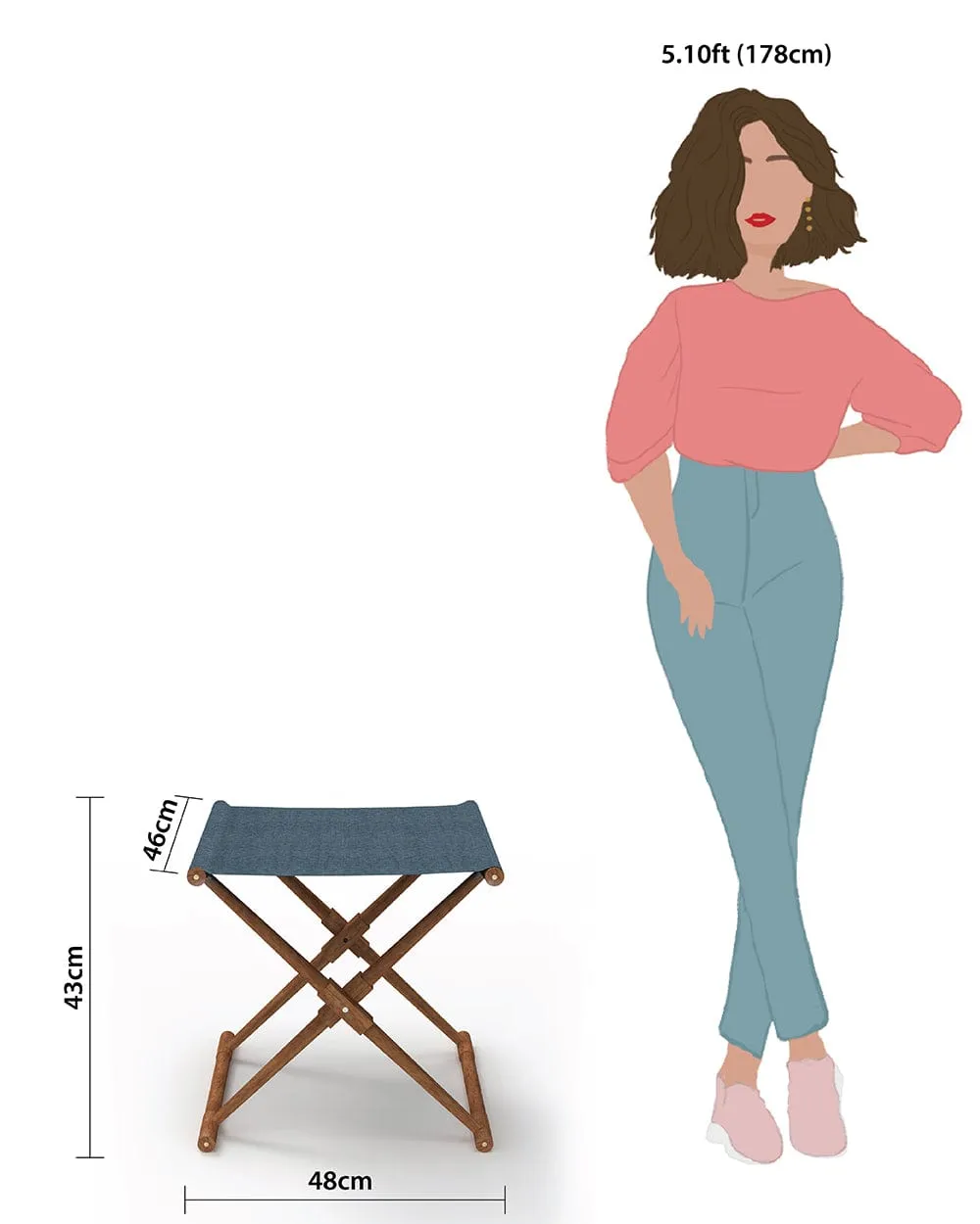 Bistro Foldable Stool - Sailor Blue
