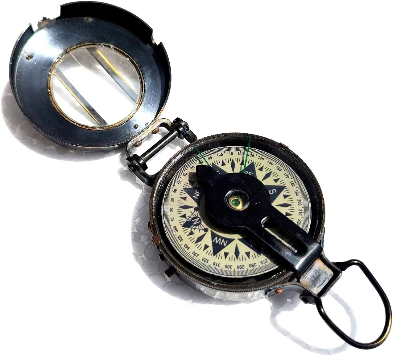 Black Antique Military-Style Scout Lensatic Compass Size 4 Inch Materials: Brass & Glass