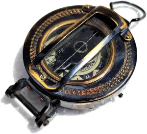 Black Antique Military-Style Scout Lensatic Compass Size 4 Inch Materials: Brass & Glass