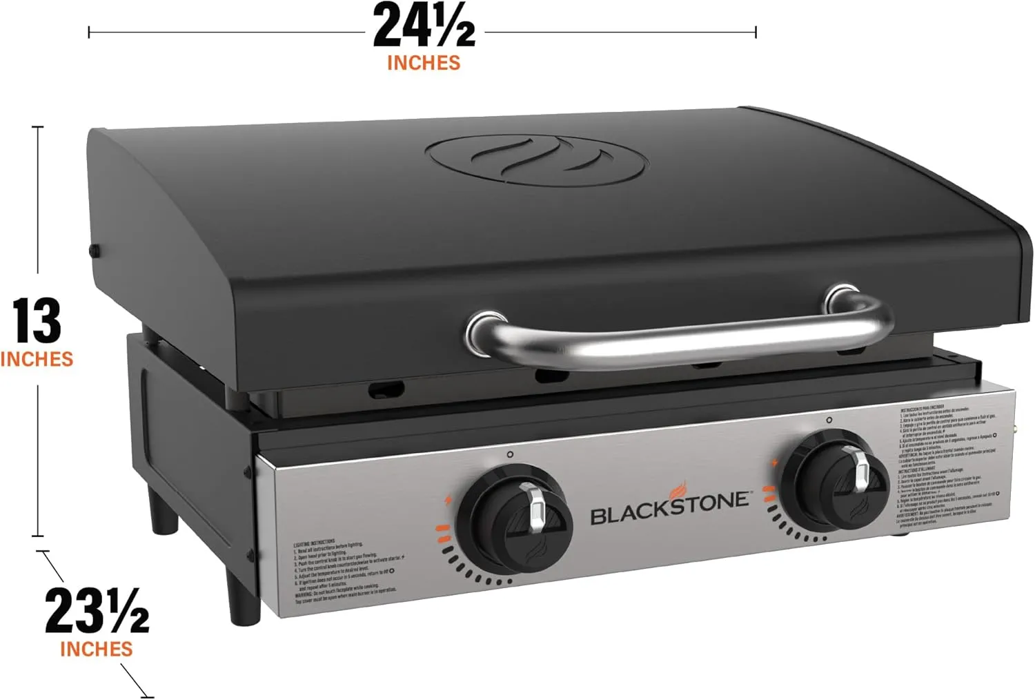 Blackstone 1813 Original 22” Tabletop Griddle with Hood and Stainless Steel Front Plate, Powder Coated Steel, Black