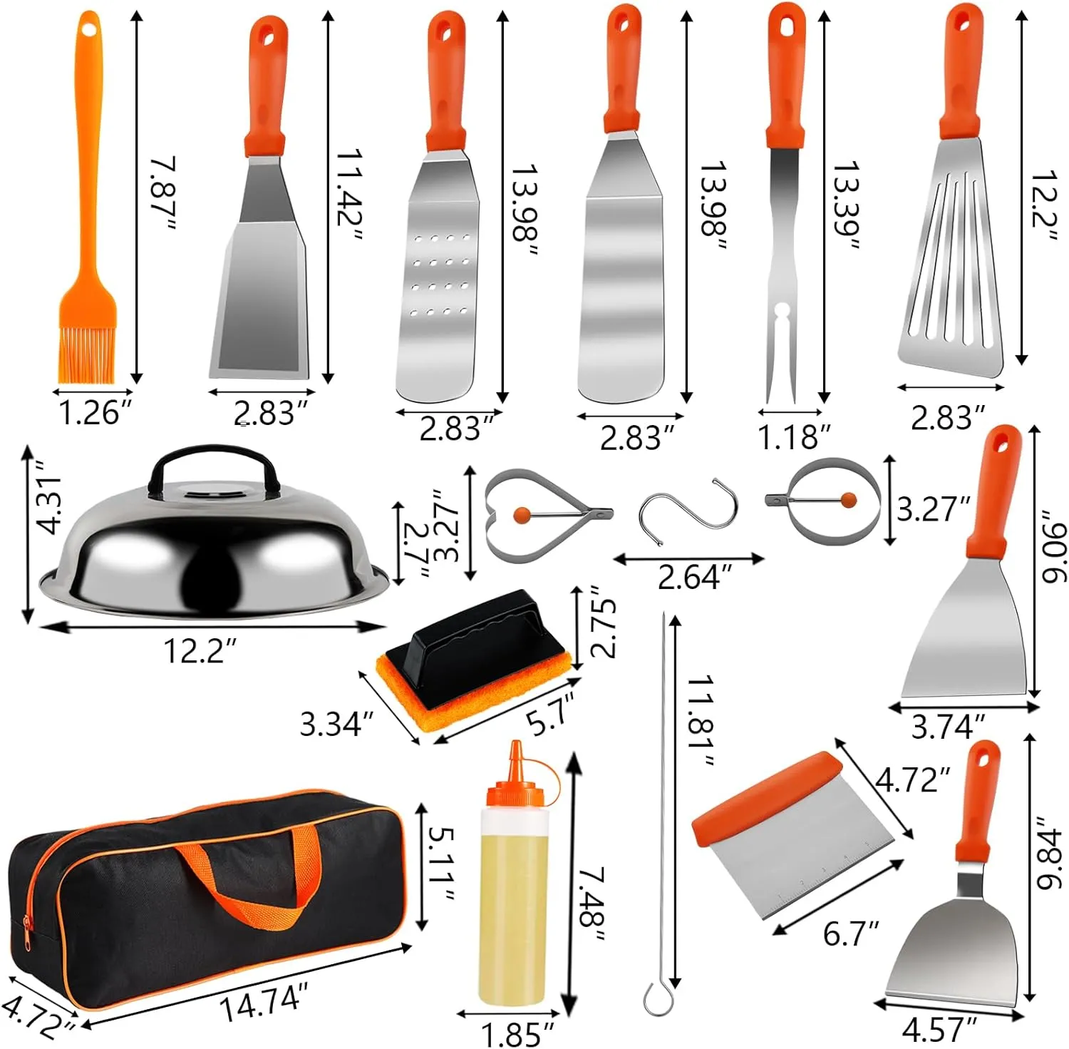Blackstone Griddle Accessories Kit, 27PCS Flat Top Grill Accessories Set for Blackstone and Camp Chef, Spatula, Scraper, Basting Cover, Egg Rings, Grill Tool Set for Outdoor BBQ and Camping